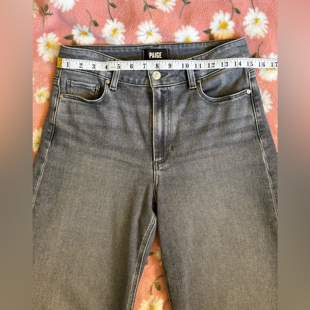 Paige Anessa High Rise Cropped Wide Leg Jeans in Smokey Grey Size 28 Like New - Picture 4 of 11